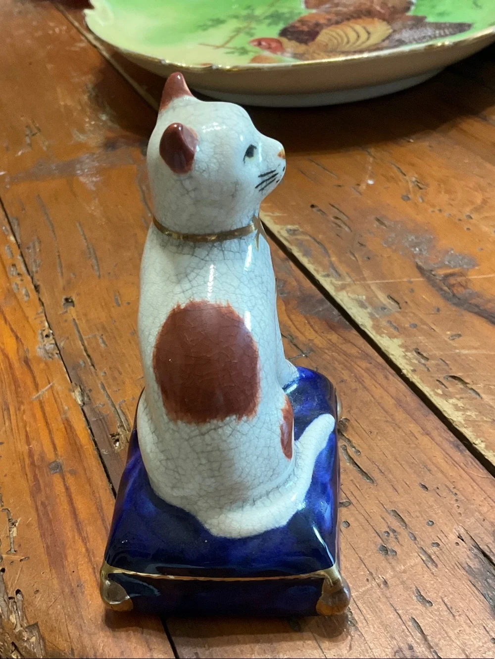 Vintage 1980’s Fitz & Floyd Porcelain Cat on Pillow Inkwell